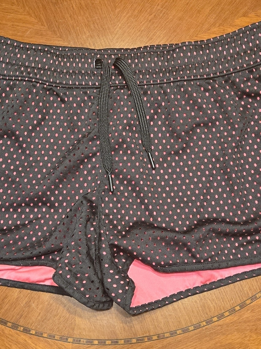 Athletic Works Black Mesh Athletic Shorts with Pink Liner